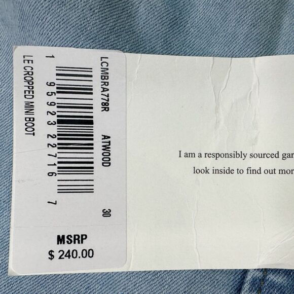 FRAME Le Cropped Mini Boot Mid-Rise Jeans - Size 30 - Atwood - Picture 9 of 9